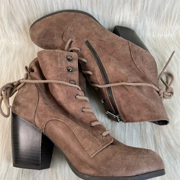 Dolce By Mojo Moxy Womens Ankle Boots Booties Brown Taupe Zipper High 10 W - Picture 8 of 9
